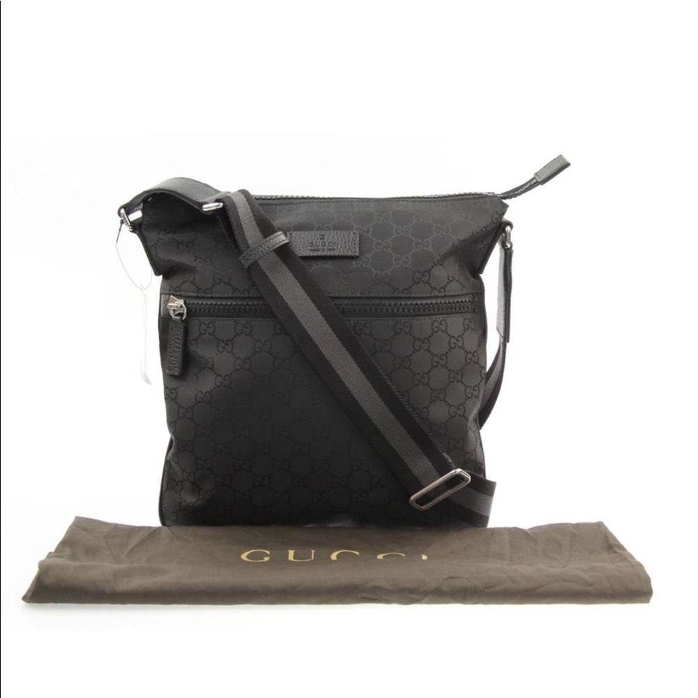 Gucci Medium Black Canvas Messenger Bag